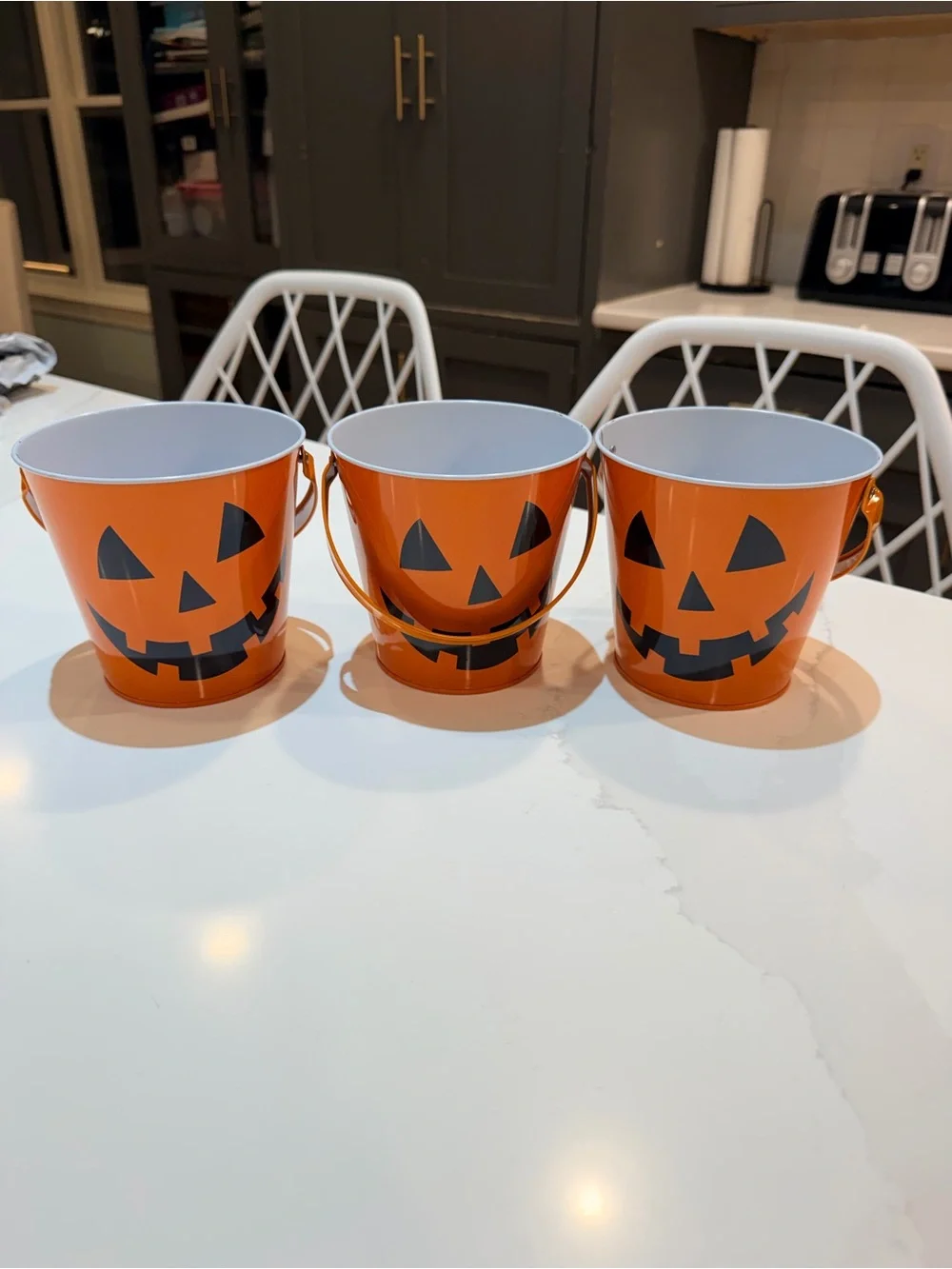 Halloween Pumpkin Treat Buckets - Orange Jack-O'-Lantern Party Pails
